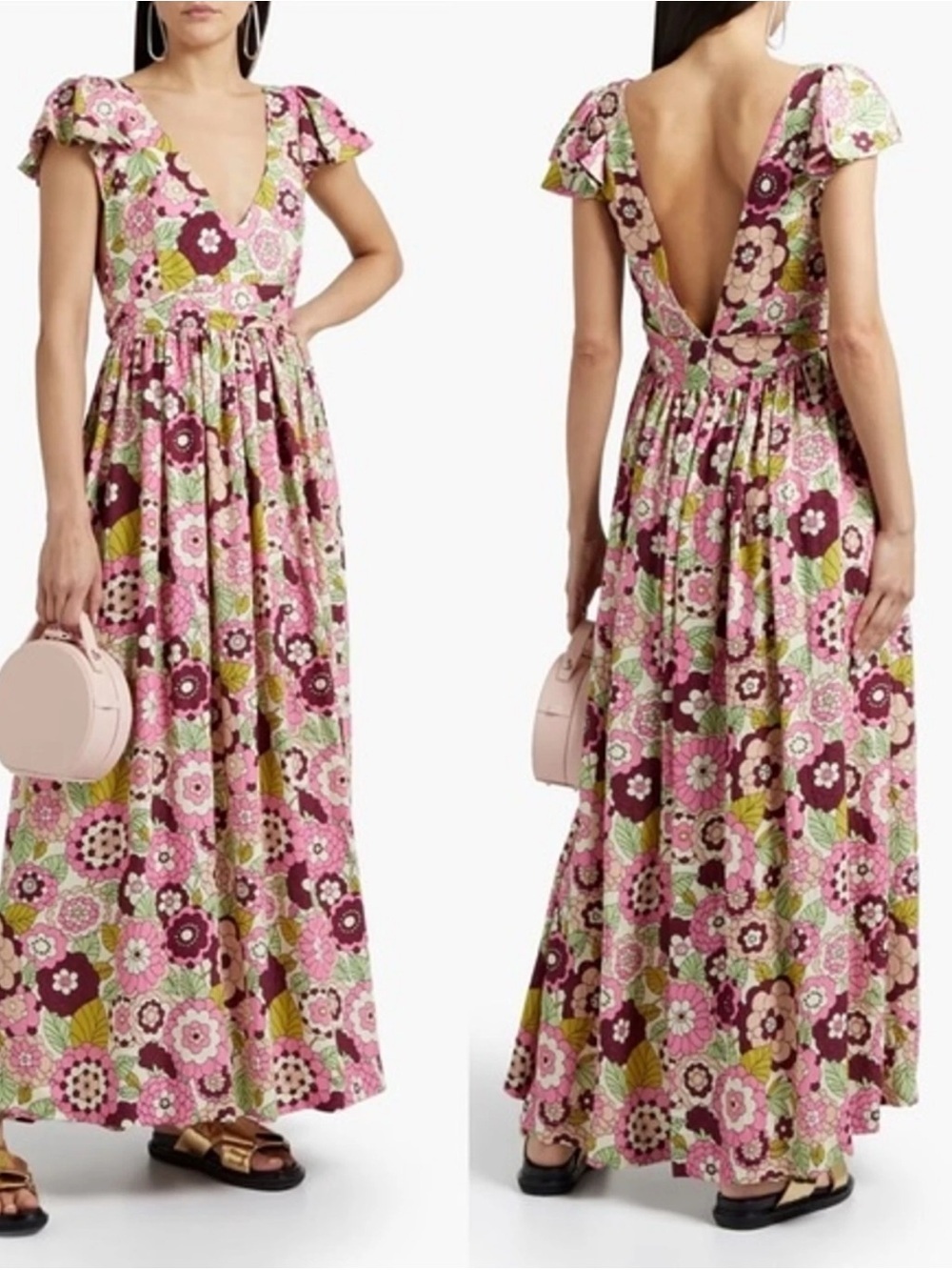 Dodo Bar Or Jenny open-back floral-print textured-twill maxi dress.